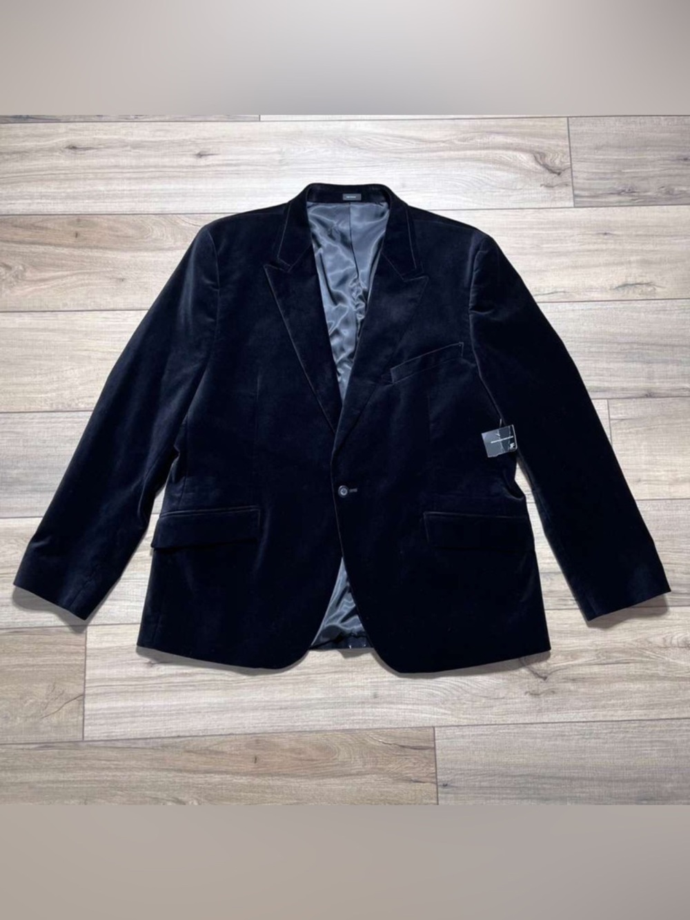 JF J.Ferrar Mens Slim Fit Velvet One-Button Blazer Size XXL Black